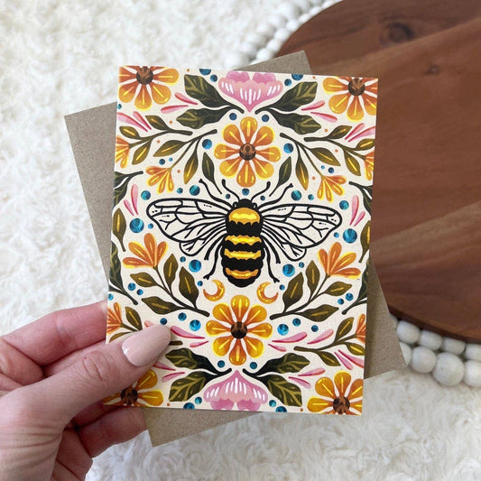 Greeting Card; Bee & Floral