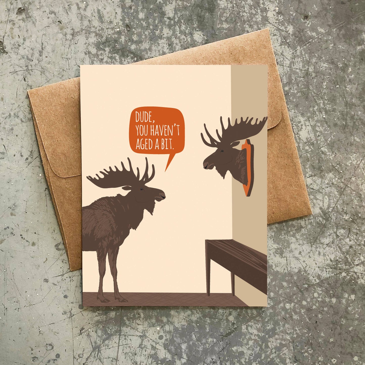 Birthday Card; Aged Moose Trophy (Funny)
