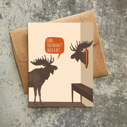 Birthday Card; Aged Moose Trophy (Funny)