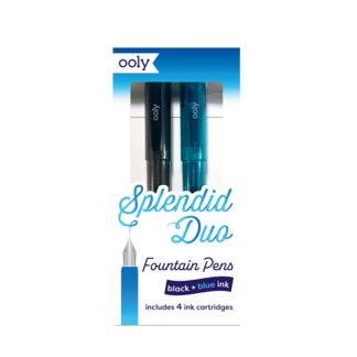 Fountain Pens; Splendid Duo - Black & Blue Ink (Set of 2 Pens & 4 Cartridges)