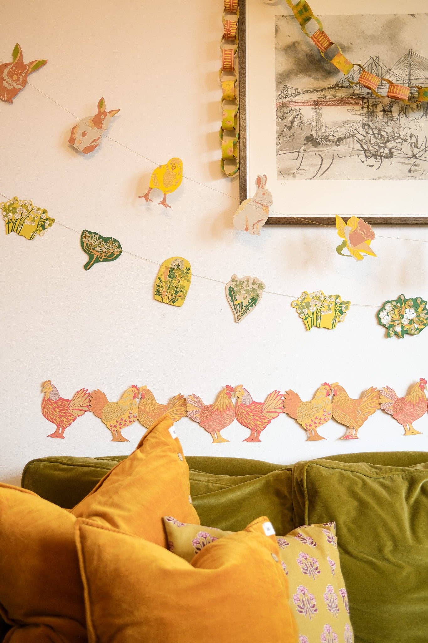 Sewn Garland; Chickens Concertina