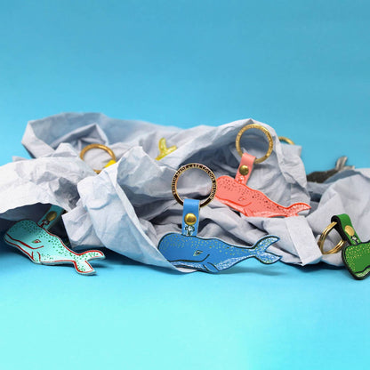 Leather Keyring; Humpback Whale (100% Leather)