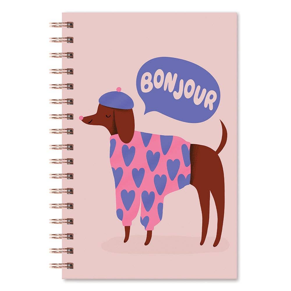 Medium Spiral Notebook; Bonjour, Mes Amis