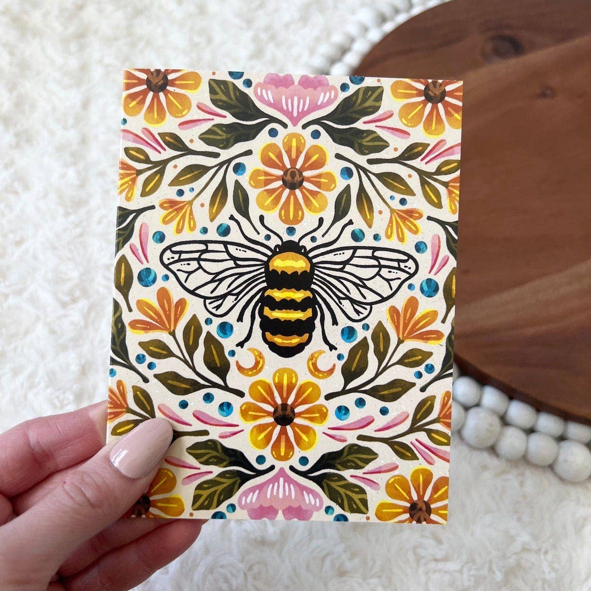 Greeting Card; Bee & Floral