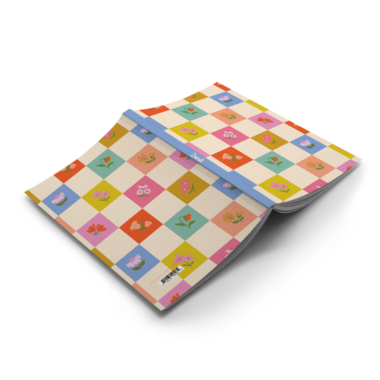Journal Notebook; Petals and Checkers (Layflat Binding)