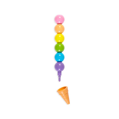 Ooly Erasable Stacking Crayons; Rainbow Scoops,Vanilla Scented (Set of 6)