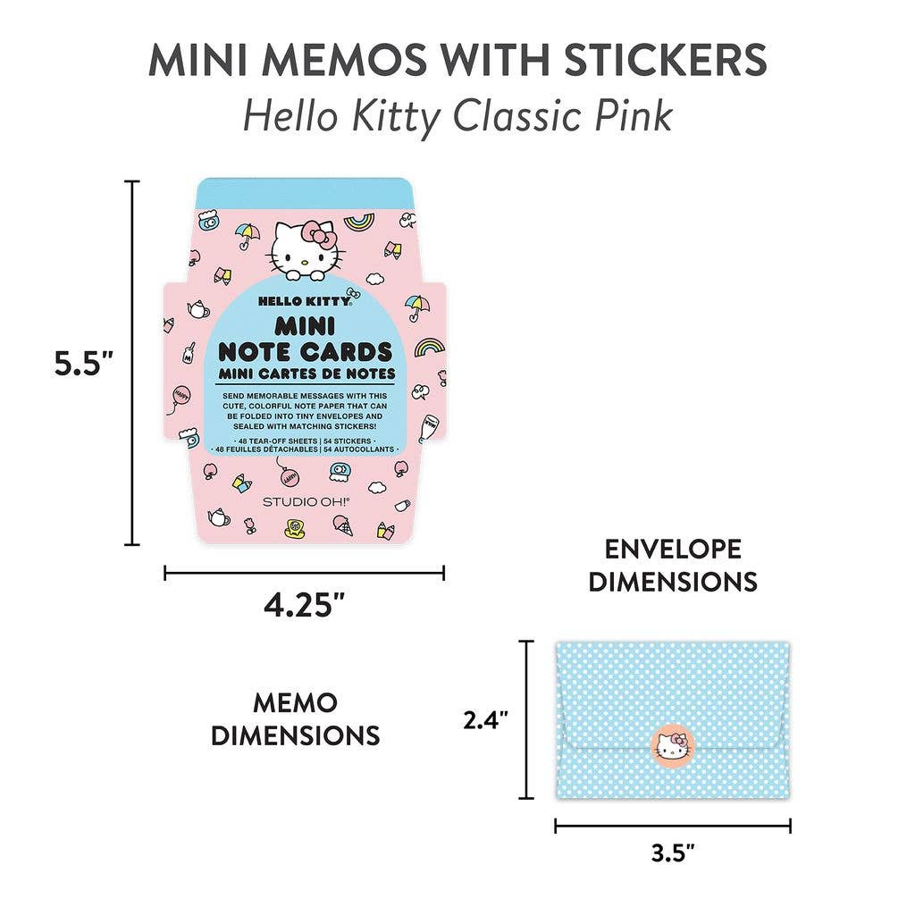 Hello Kitty Mini Note Cards with Stickers (Classic Pink)