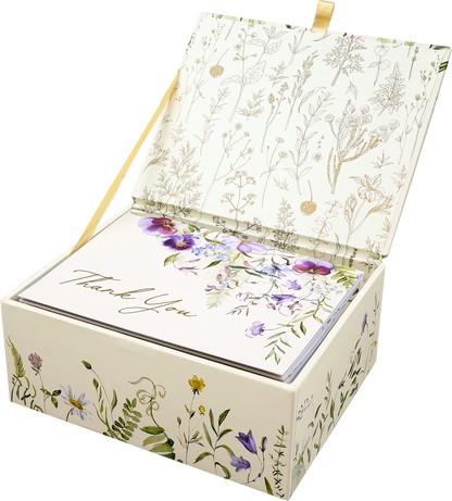 Premium Thank You Note Card Set; Wildflowers