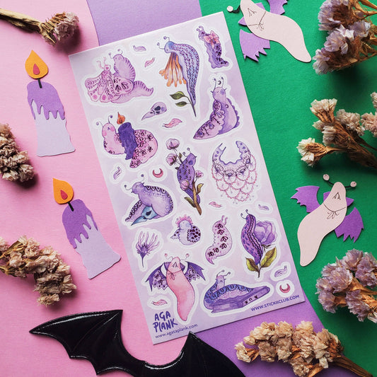 Sticker Sheet; Gothic Garden Slugs