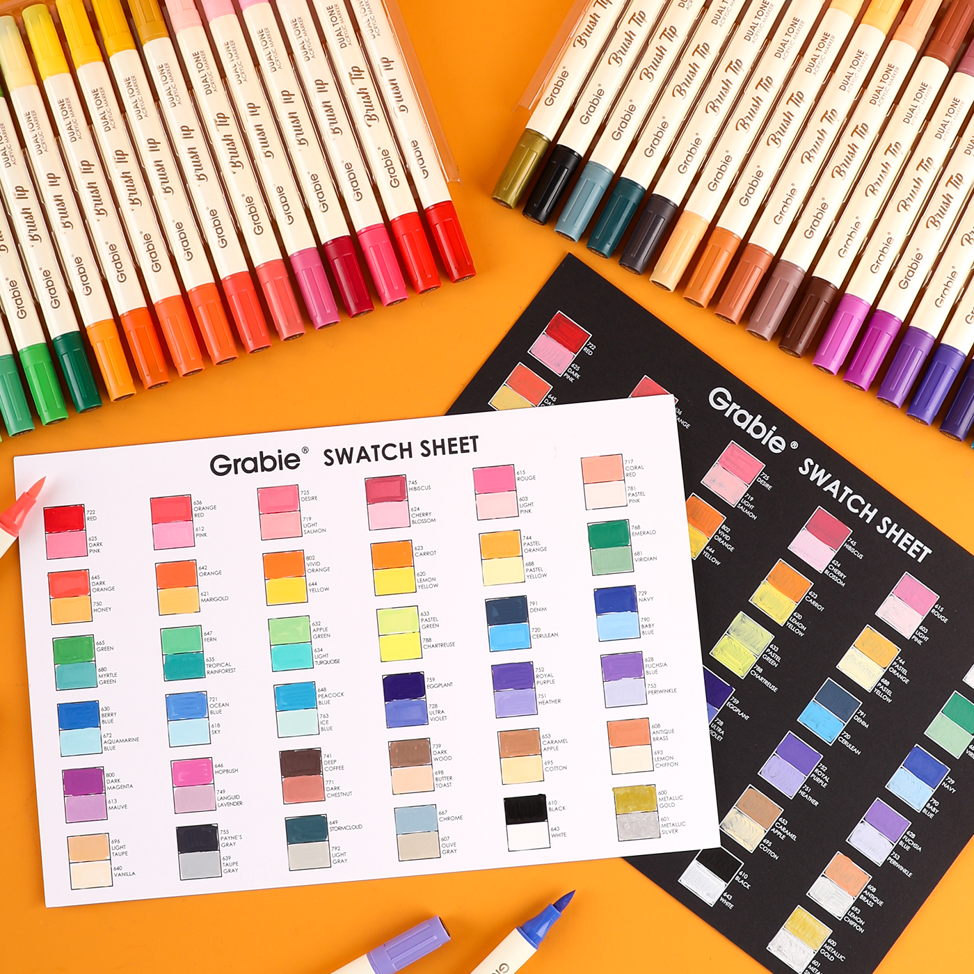 Acrylic Paint Marker Set of 36 (Dual Tone Brush Tip)