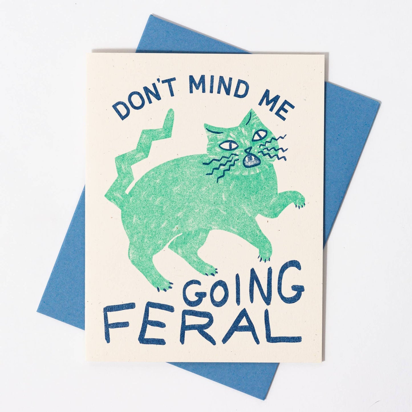 Greeting Card; Going Feral Cat (Risograph Card)