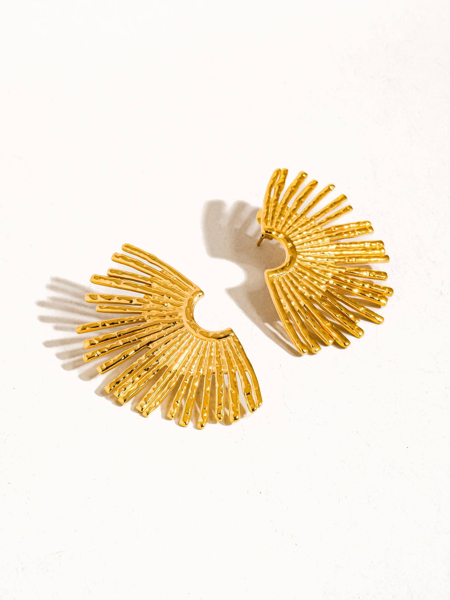 Sunburst Earring; Bisous 18K Gold Non-Tarnish