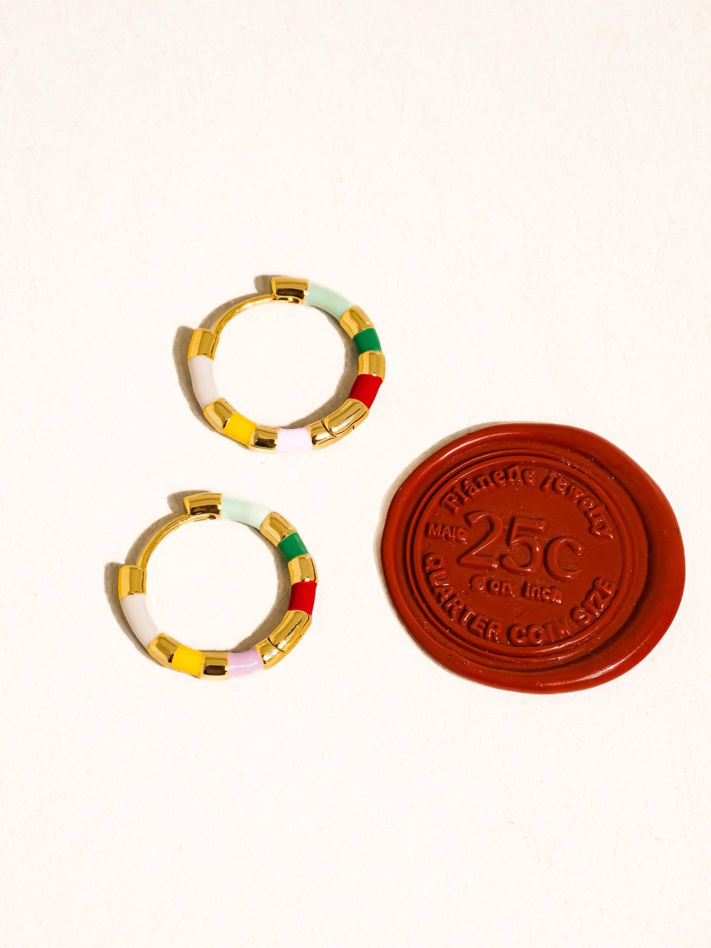 Enamel Hoop Earring; Avielle (18K Gold, Vintage)