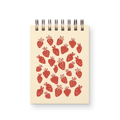 Mini Jotter Notebook; Strawberry Pattern