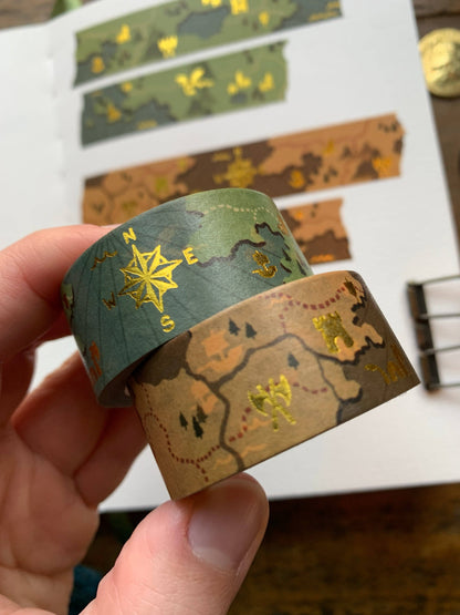 Washi Tape; Fantasy Maps (20mm Gold Foil)