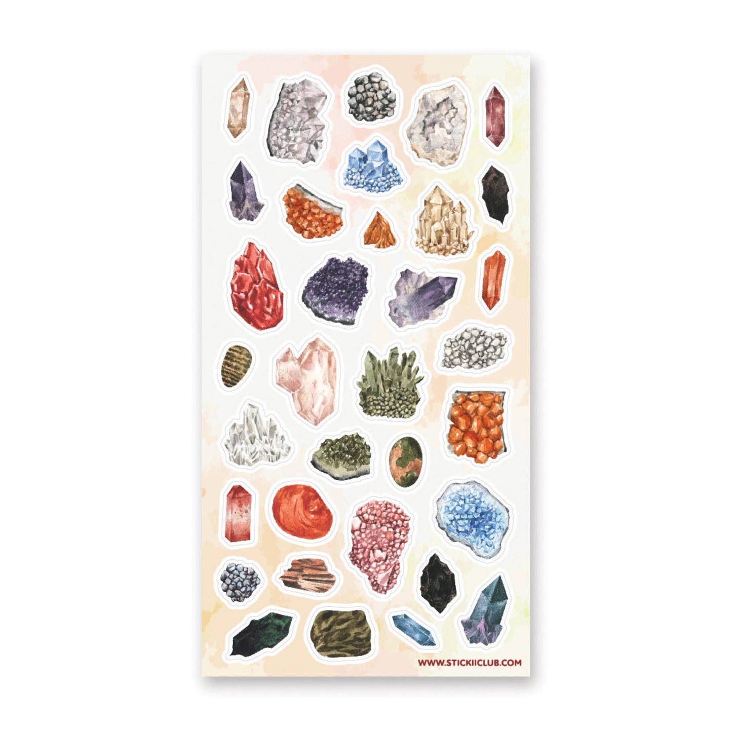 Sticker Sheet; Colorful Crystals