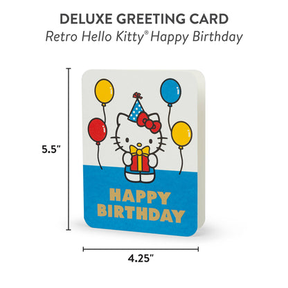 Birthday Card; Retro Hello Kitty Happy Birthday Deluxe Greeting Card
