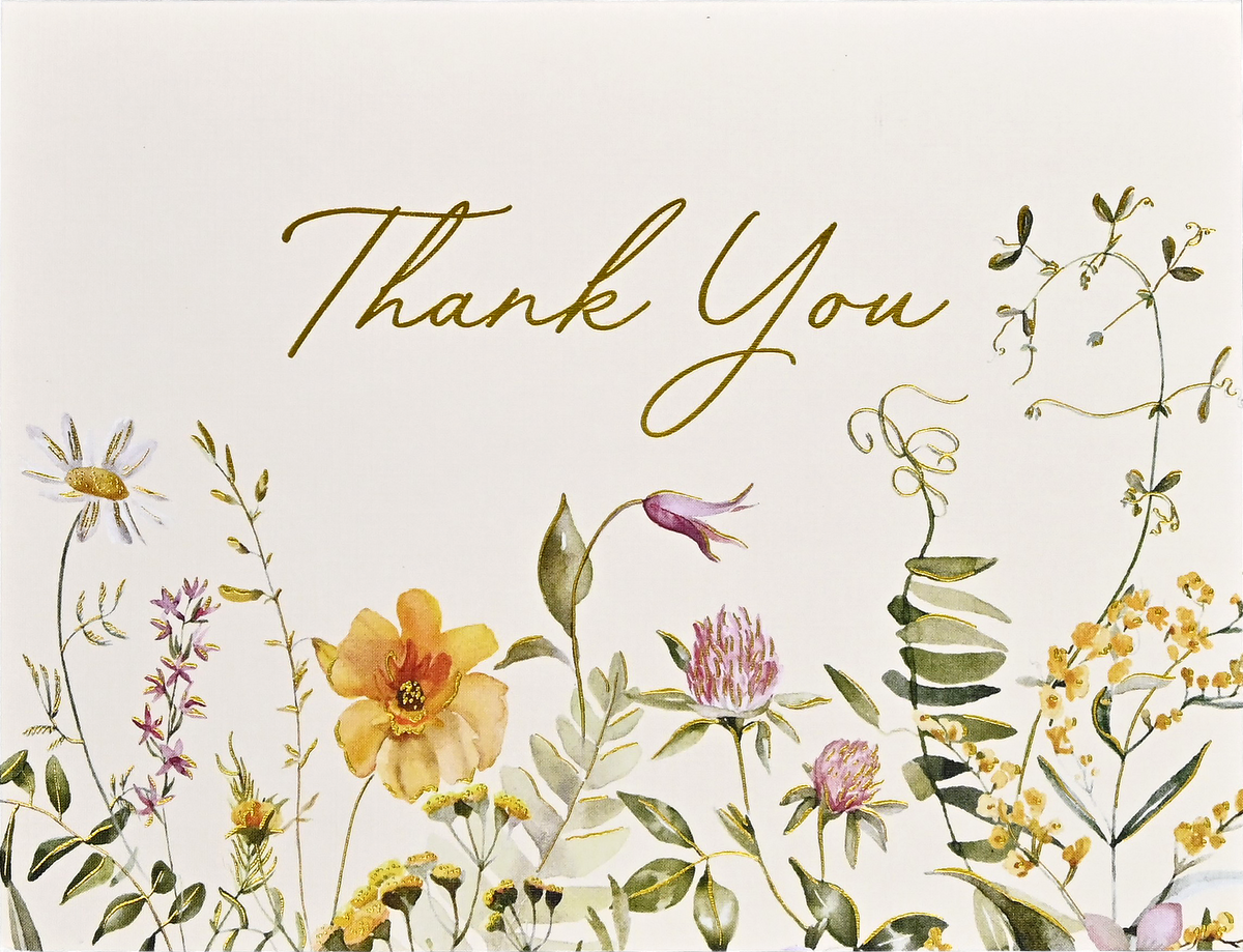 Premium Thank You Note Card Set; Wildflowers