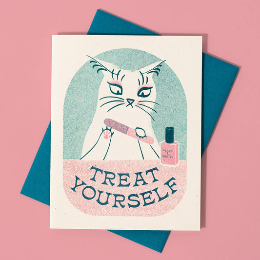 Greeting Card; Treat Yourself (Risograph Card)