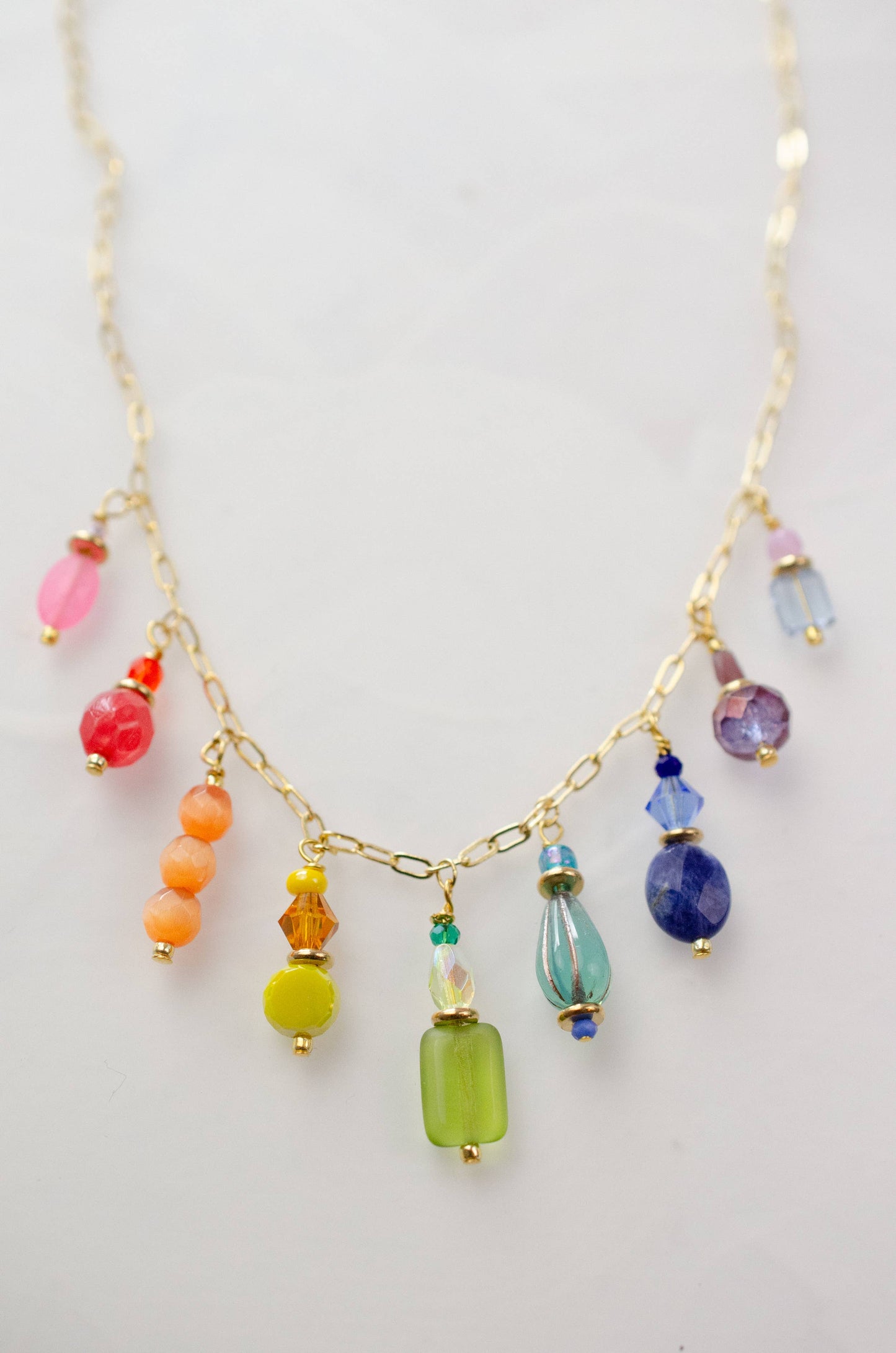 Charm Necklace; Rainbow Mosaic By Jill Makes