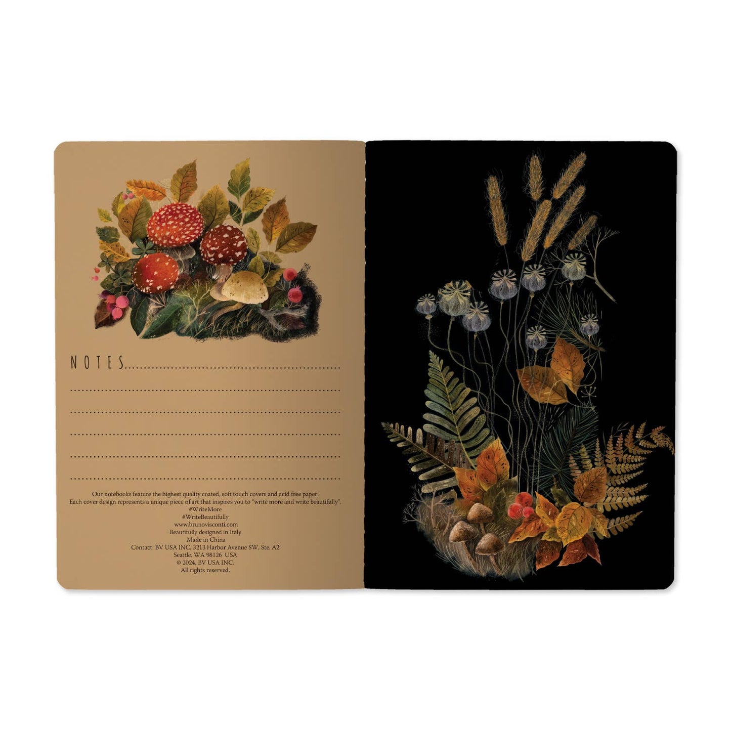 A5 Notebook; Forest Mushrooms - BV by Bruno Visconti