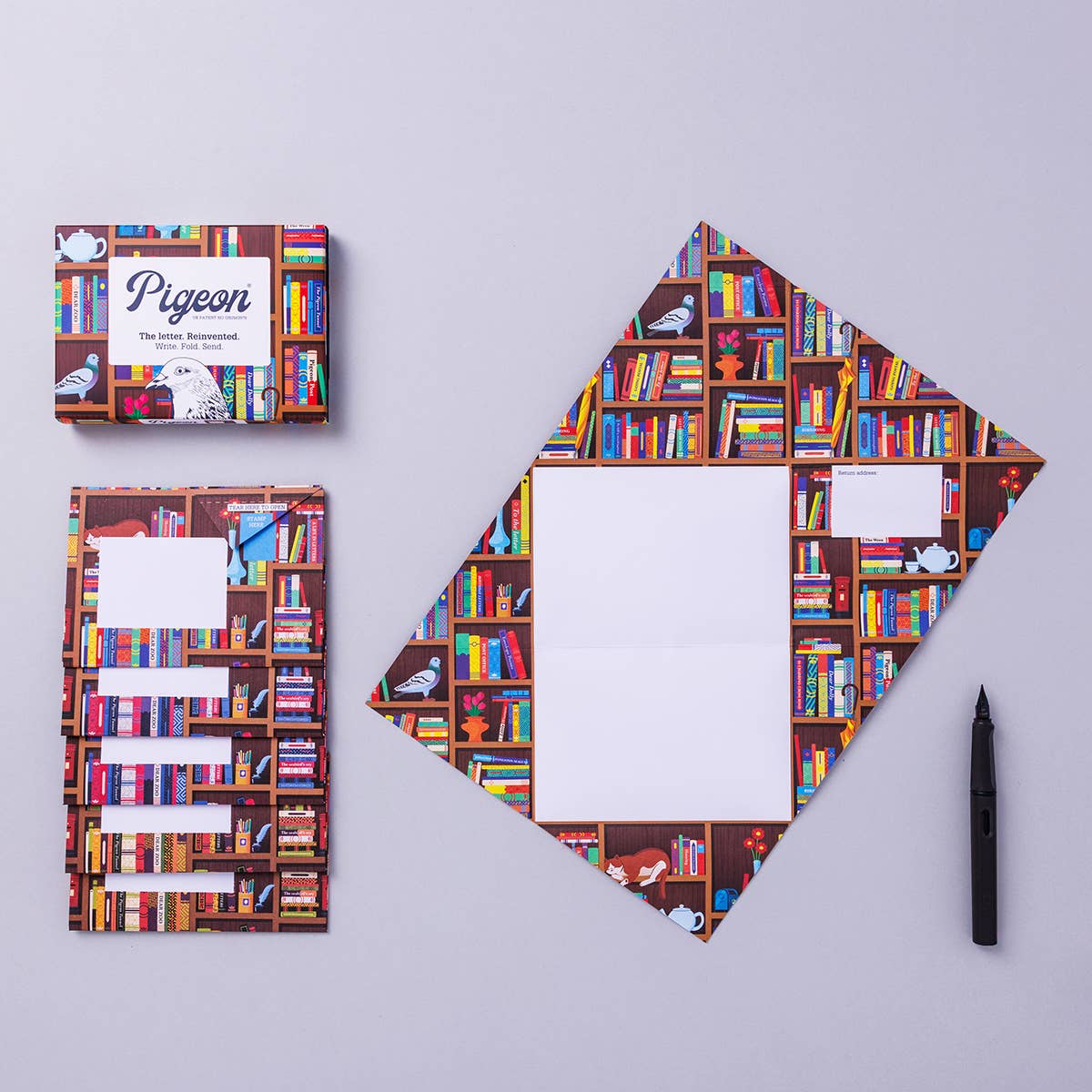 Folding Stationery Letter Set; Bookstore Pigeon