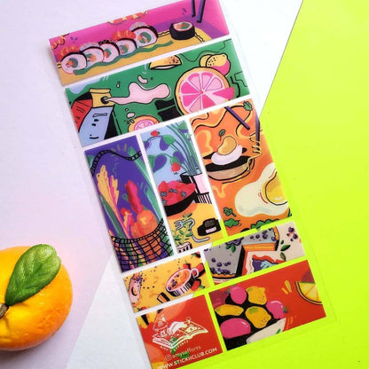 Stickii Sticker Sheet; Neon Foods