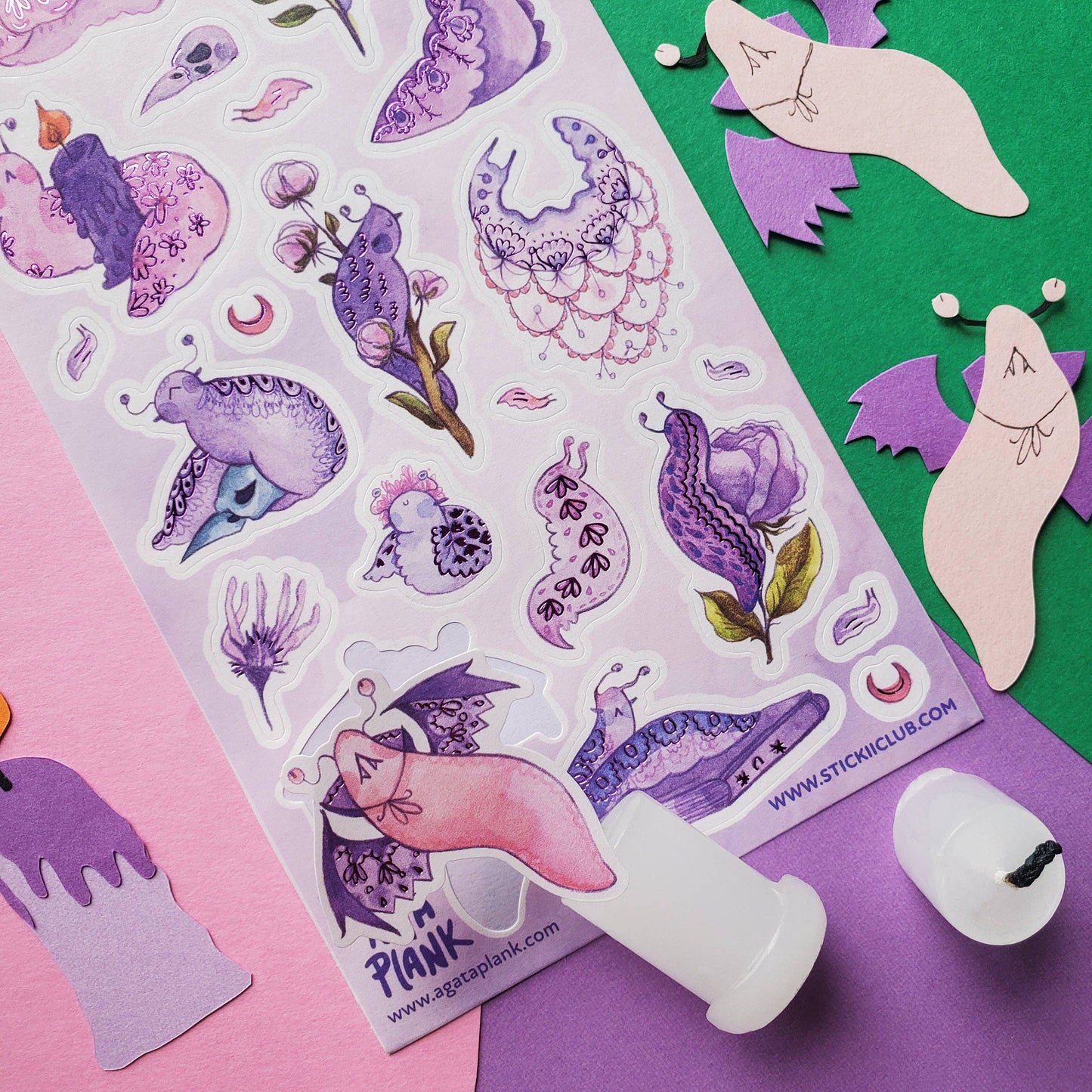 Sticker Sheet; Gothic Garden Slugs