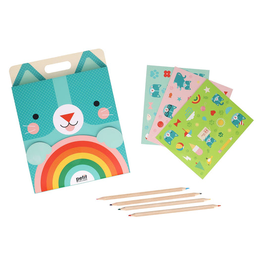Carry-Along Sketch Kit; Kitten (With 4 Color Pencils + 70 Stickers)