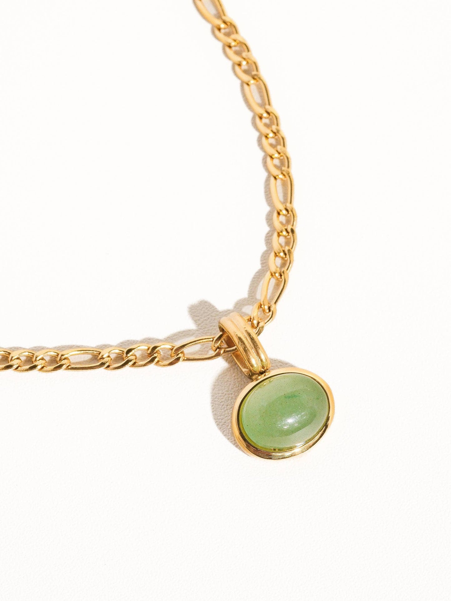 Necklace; Winslow Green Stone Pendant Chain (Non-Tarnish)