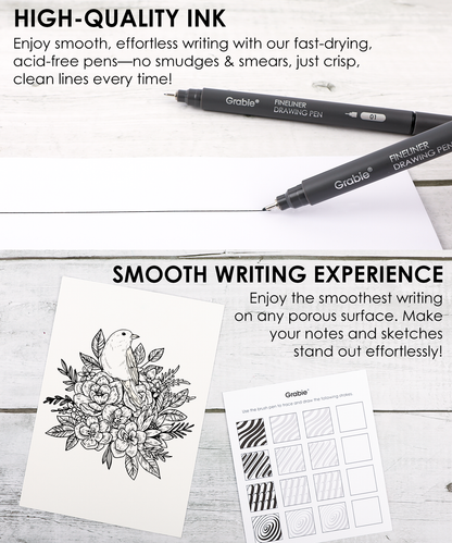 Drawing Pen Set Of 12 (Fineliner) By Grabie