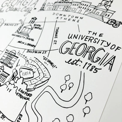 Greeting Card; Athens, Georgia UGA Campus Map By Natty Michelle Paperie