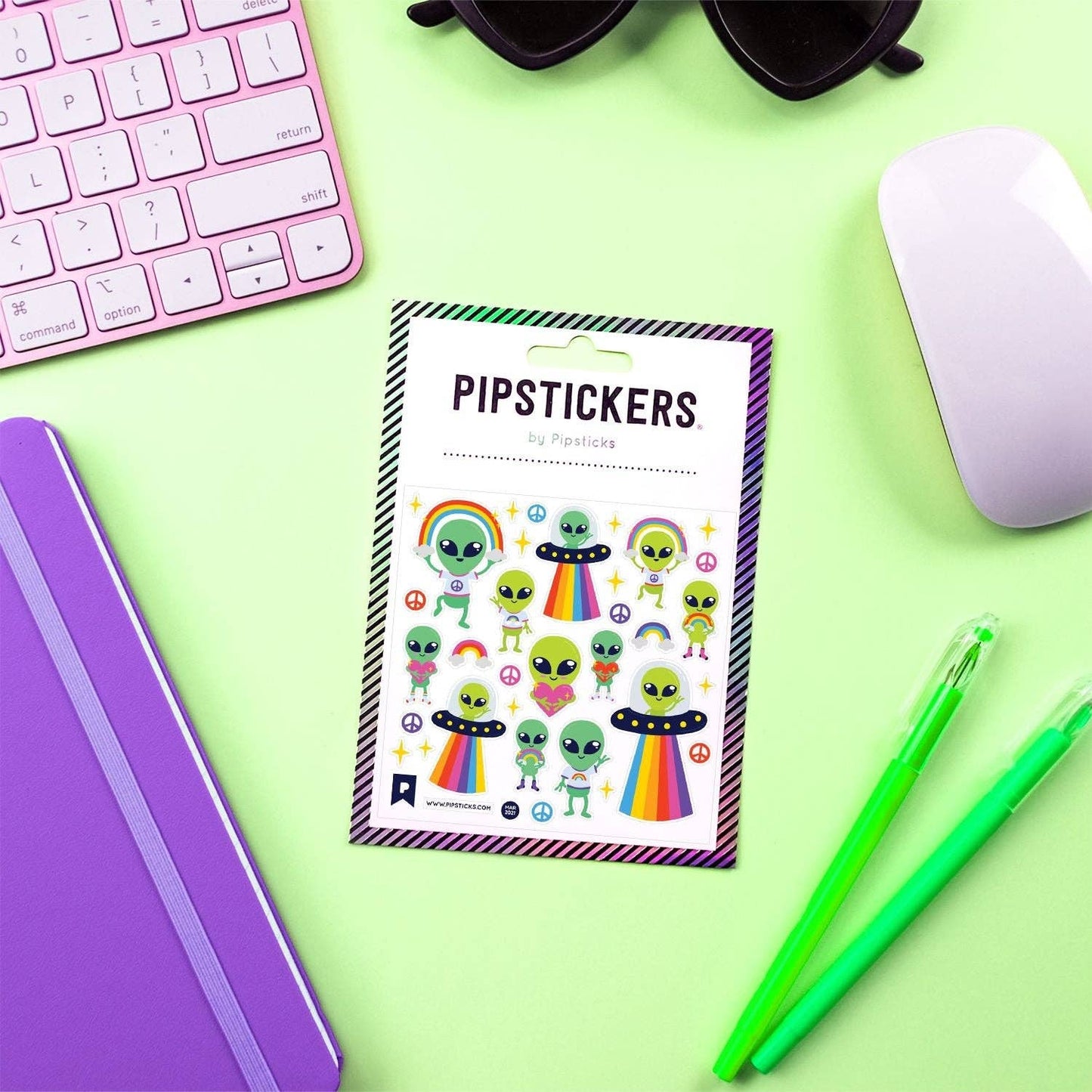 Pipsticks Sticker Sheet; Little Green Men