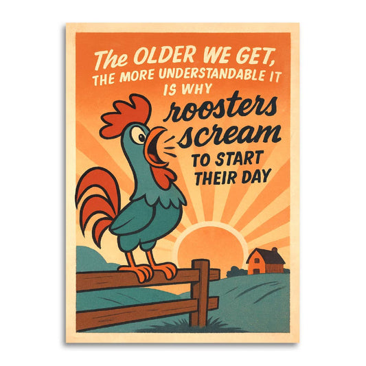 Birthday Card; Rooster Screaming (Funny)