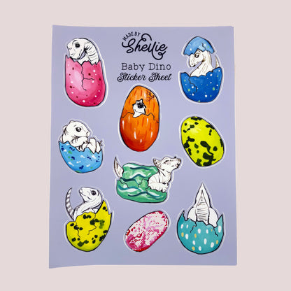 Sticker Sheet; Baby Dino - Made By Shellie