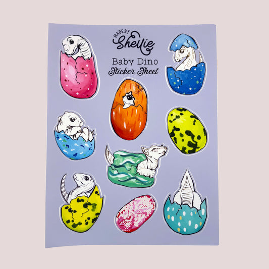Sticker Sheet; Baby Dino - Made By Shellie
