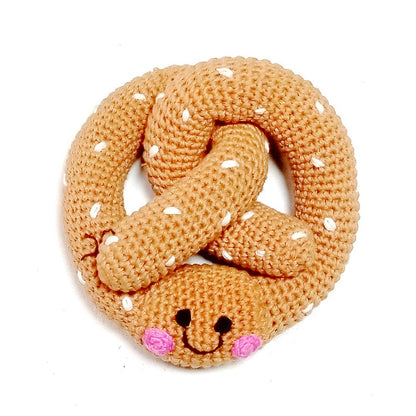 Crochet Rattle; Friendly Pretzel (Handmade Plush Toy)