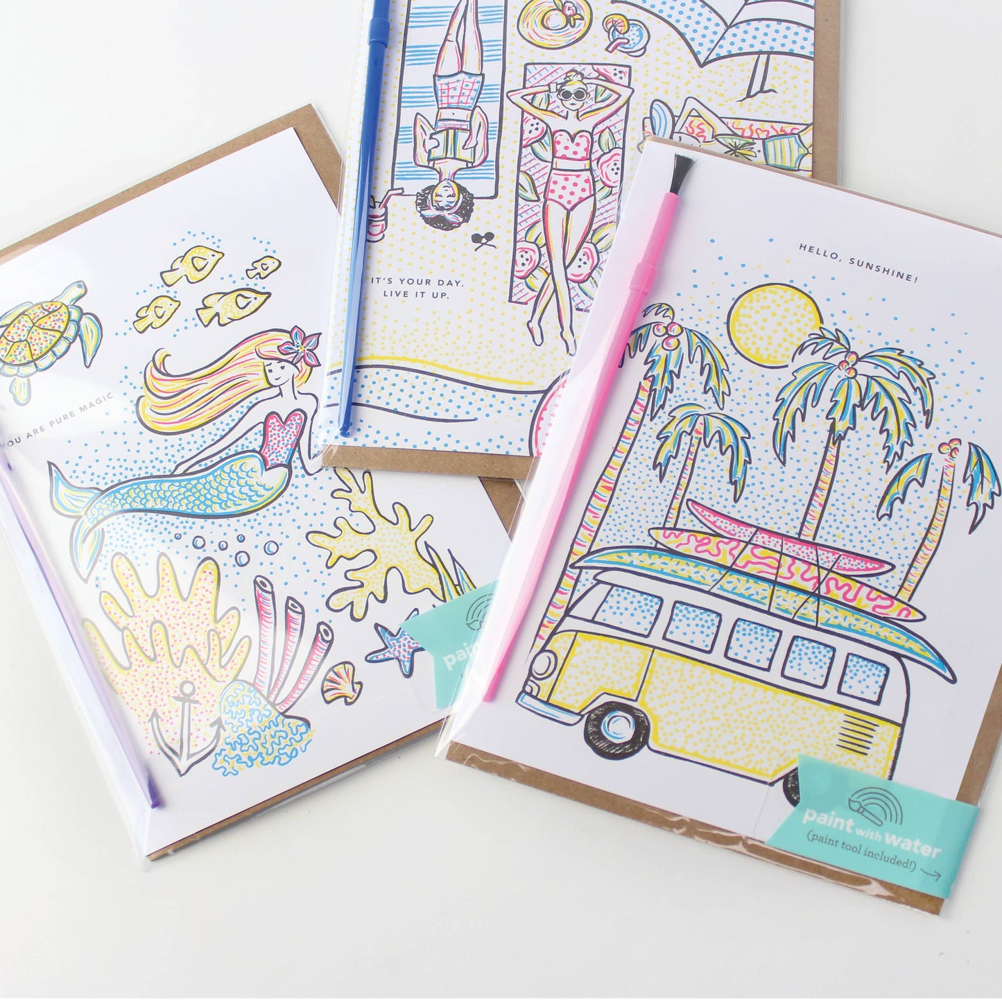 Greeting Card; Surfer Van (Paint With Water)