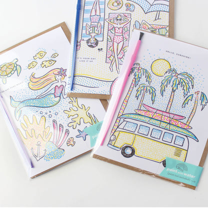 Greeting Card; Surfer Van (Paint With Water)