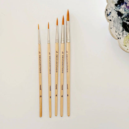 Emily Lex Watercolor Paintbrush Set; Five Wood Brushes