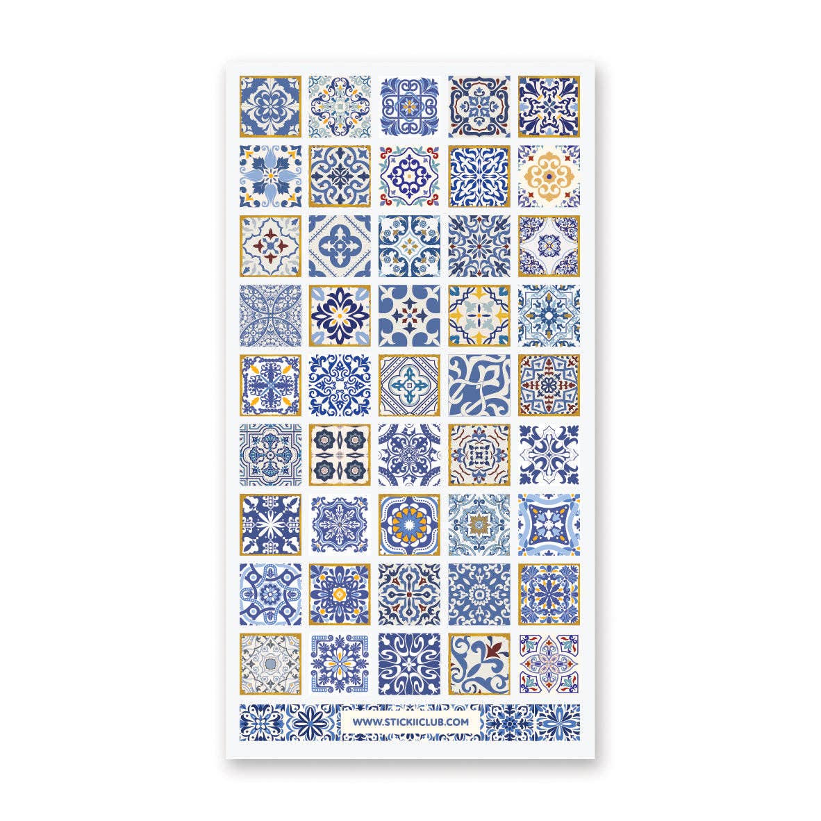 Sticker Sheet; Azure Whimsy Tiles