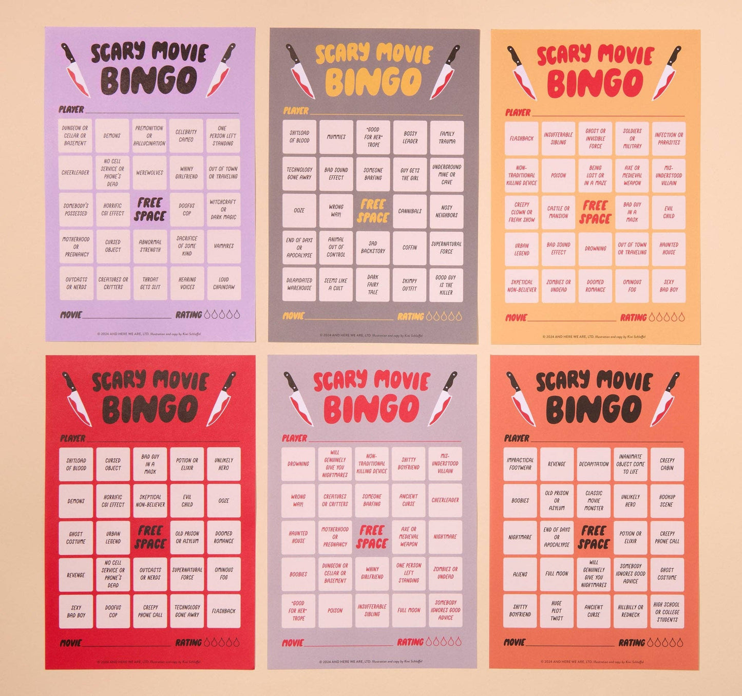 Movie Night Bingo; Scary Movie/Halloween/Pop Culture