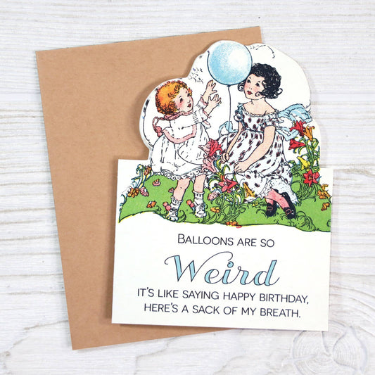 Birthday Card; Balloons Are So Weird (Funny, Vintage)