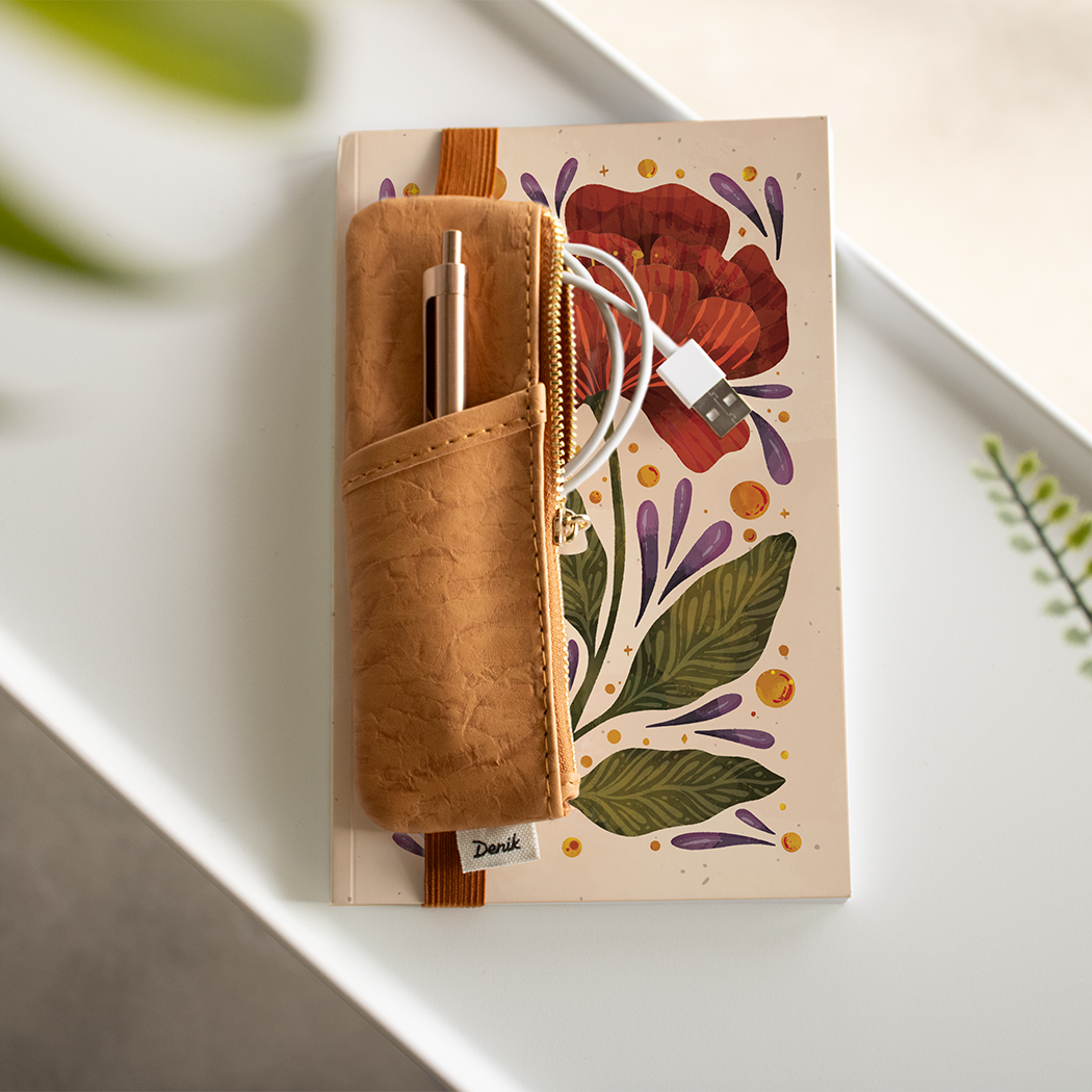 Notebook Pouch; Caramel Crinkle (Vegan Leather)