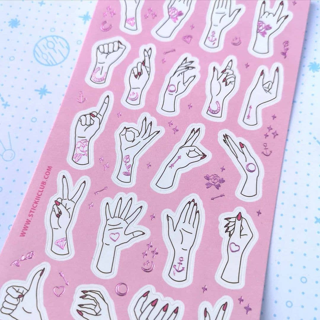 Sticker Sheet; Tattoo Hands