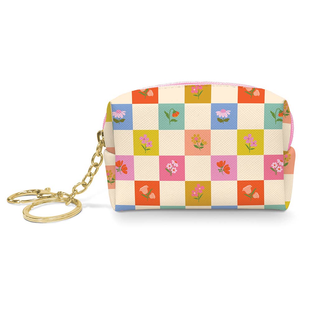 Key Chain Pouch; Checkerboard Blooms