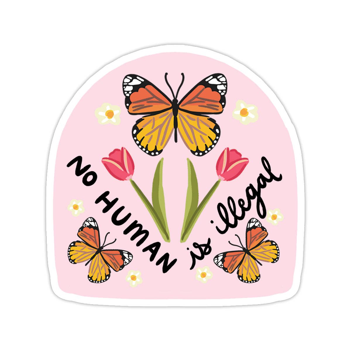 Vinyl Sticker; No Human Is Illegal