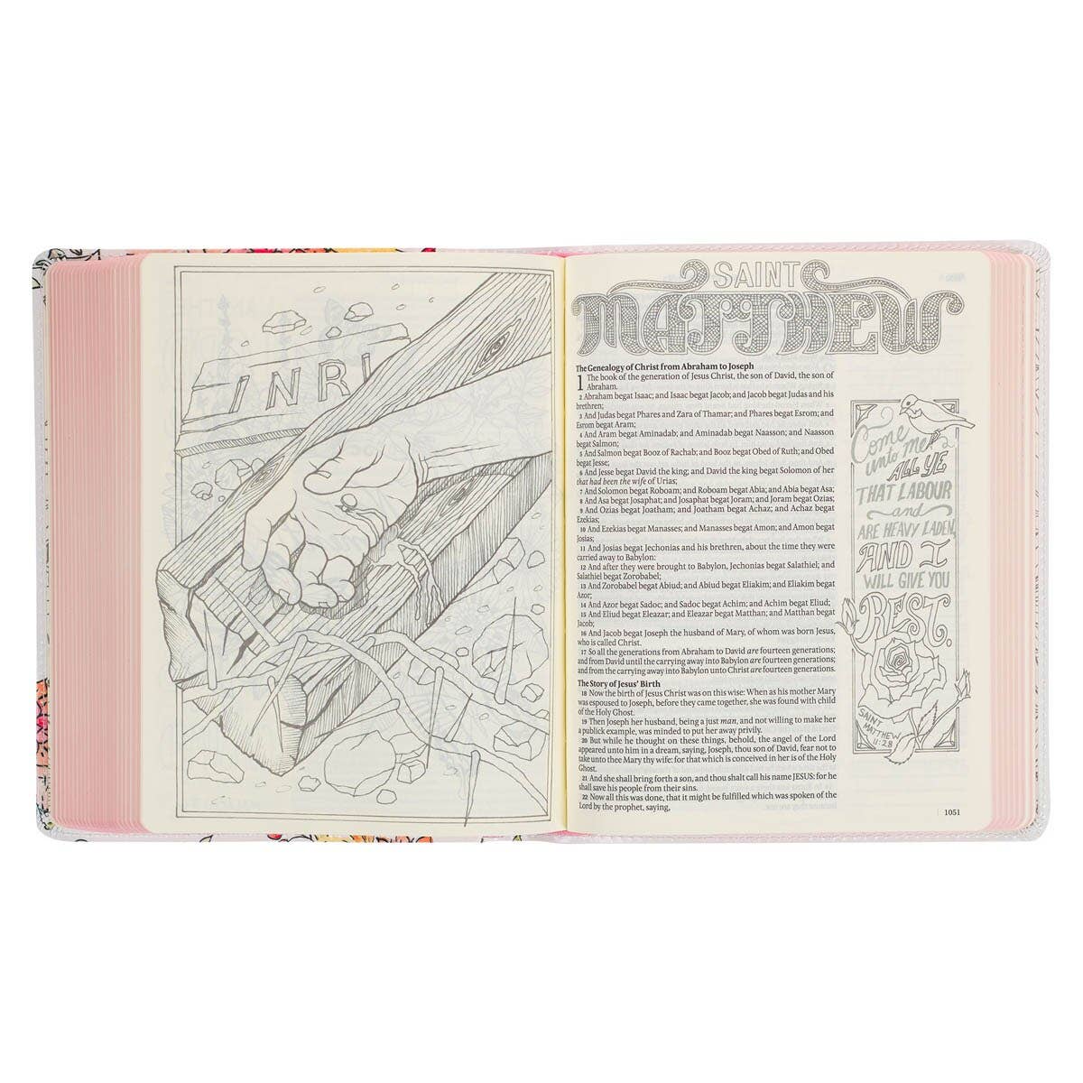 KJV My Creative Bible; Faux Leather White Floral Printed
