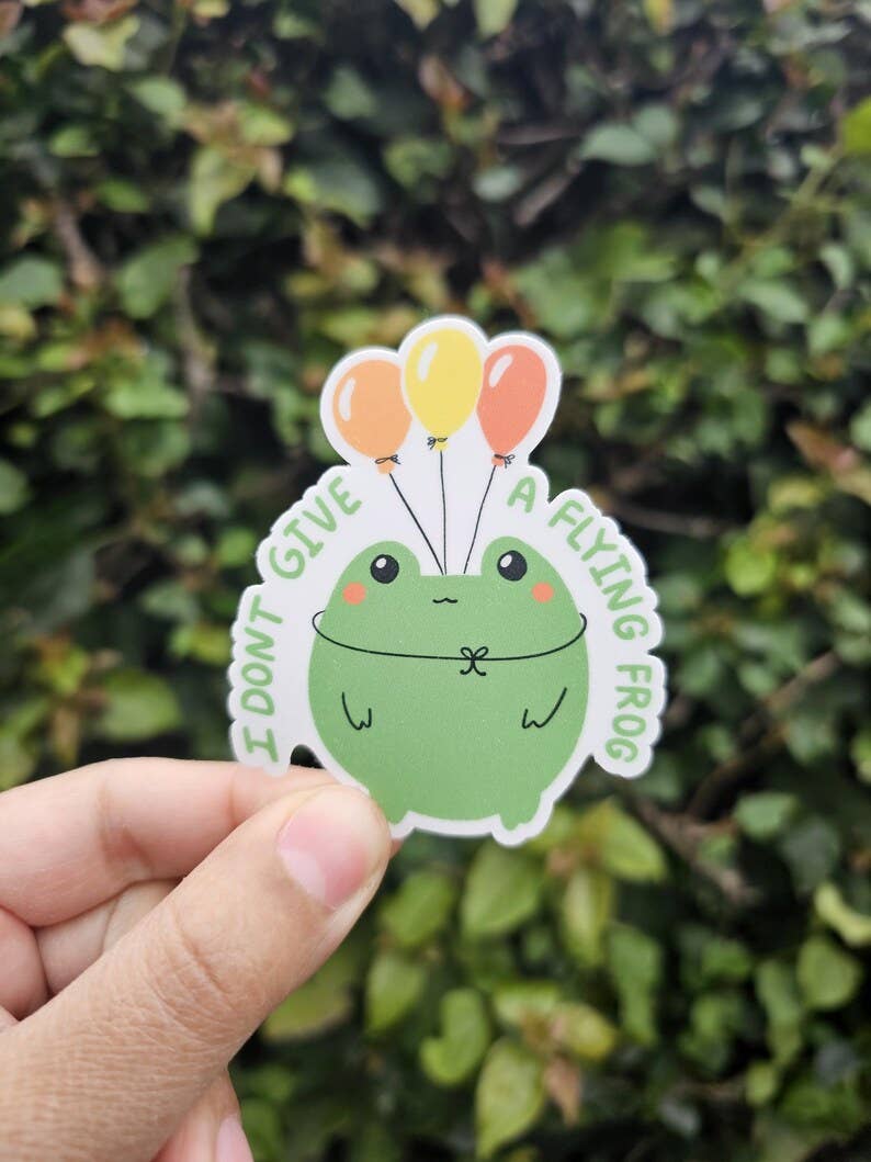 Cute and Funny Frog Sticker, I Don't Give a Flying Frog