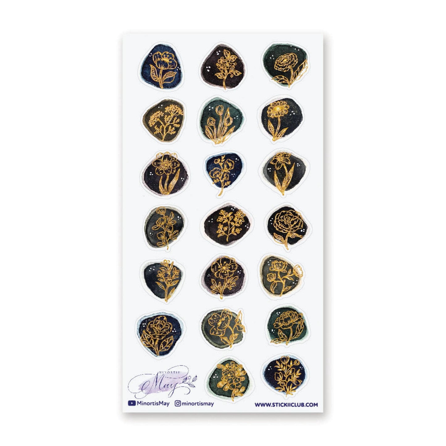 Sticker Sheet; Golden Floral Seals